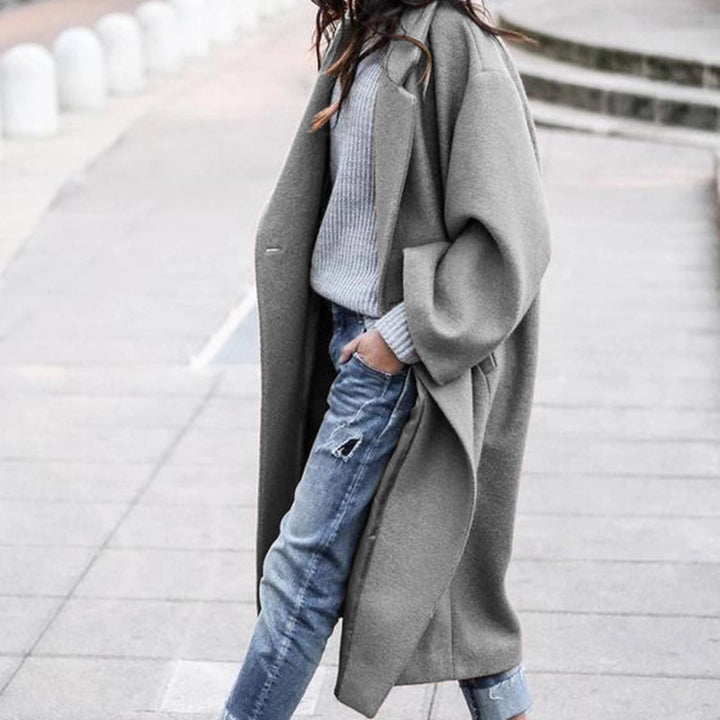 Lange oversized mantel met reverskraag