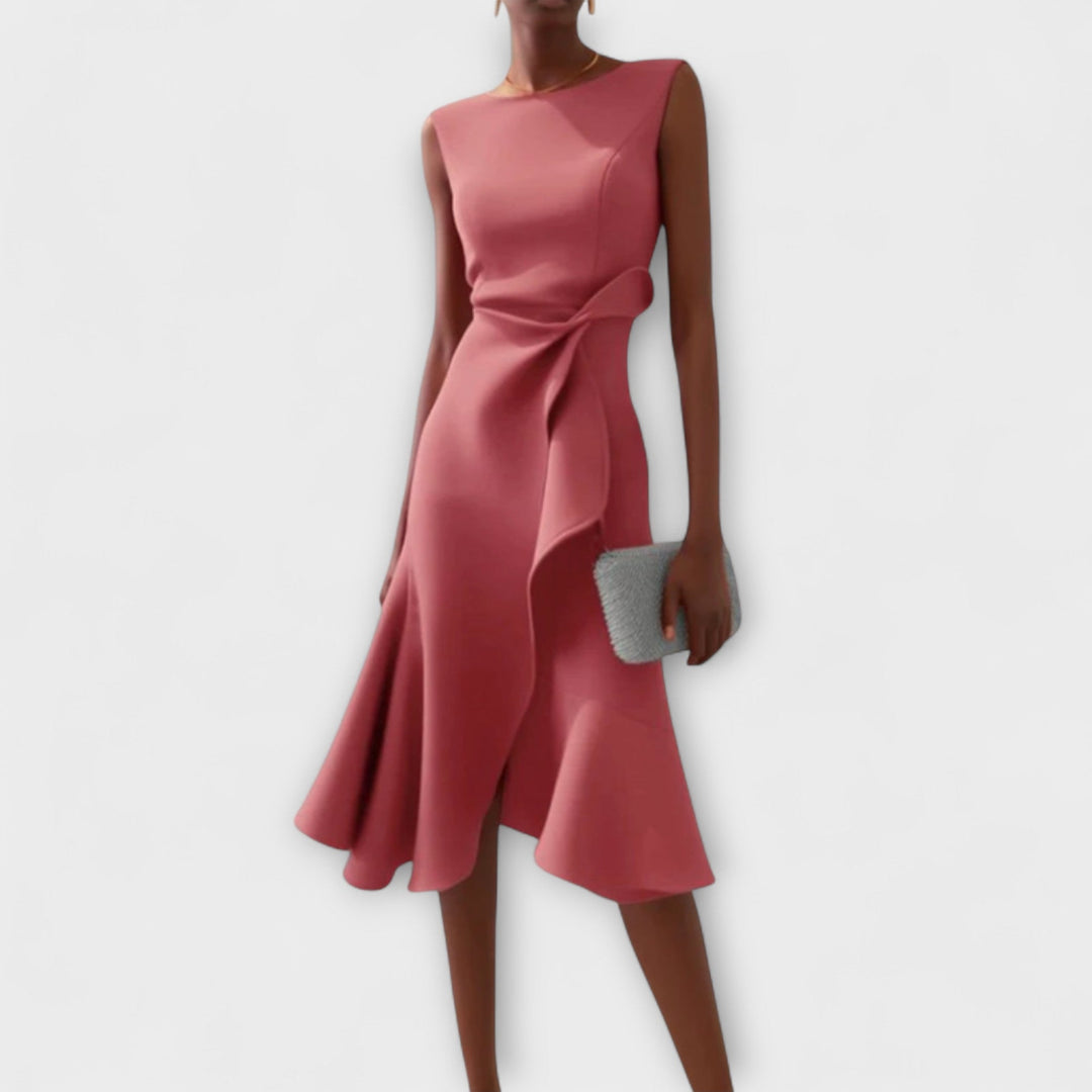 Eleanor | Dames Draped Asymmetrische Midi-jurk