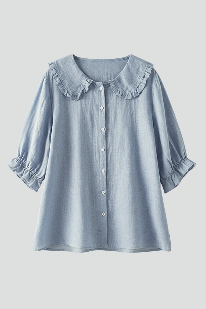 Megan | Dames Casual Shirt met Rimpel Kraag en Knopen