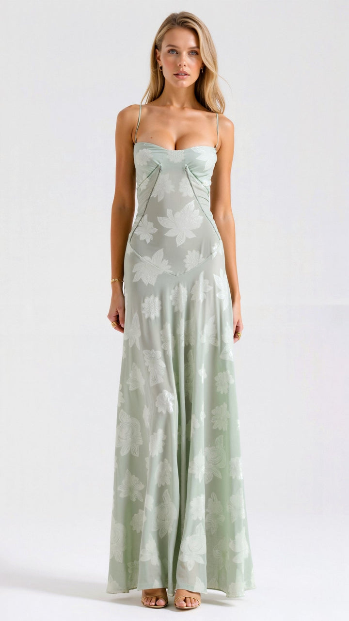 Caroline | Dames Bruiloft Gast Slip Maxi Jurk