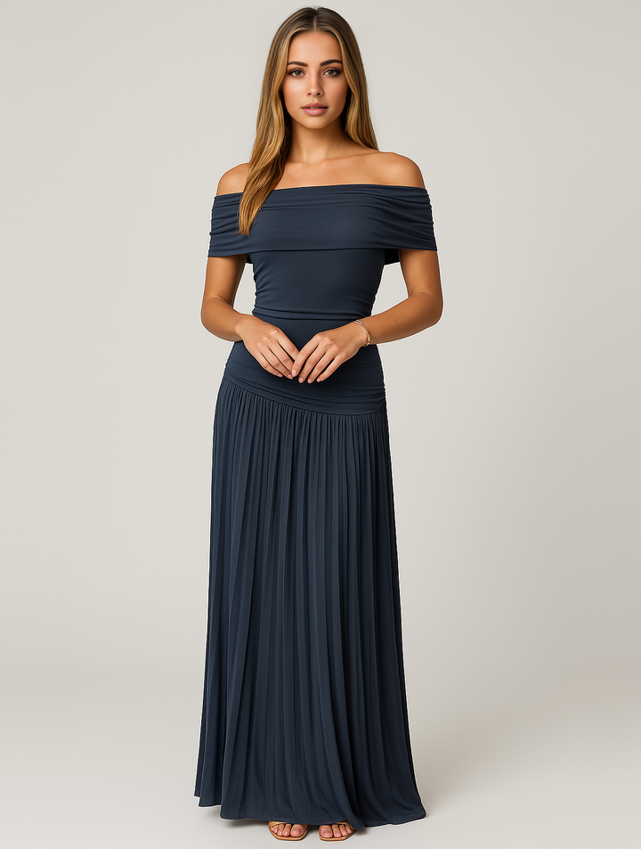 Bella | Vrouwen Bruiloft Gast Plissé Maxi Jurk