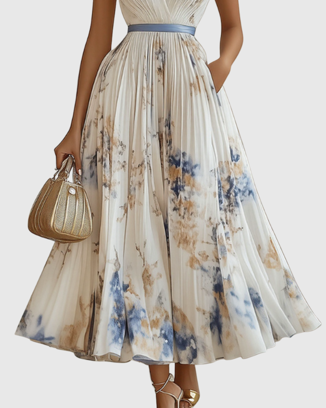 Rowella | Elegante Plissé Maxi Jurk