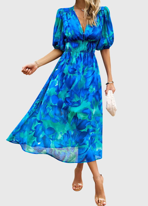 Merlin | Flatterende Bloemen Midi Jurk