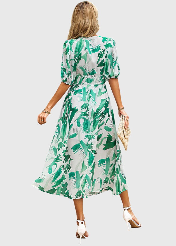 Merlin | Flatterende Bloemen Midi Jurk
