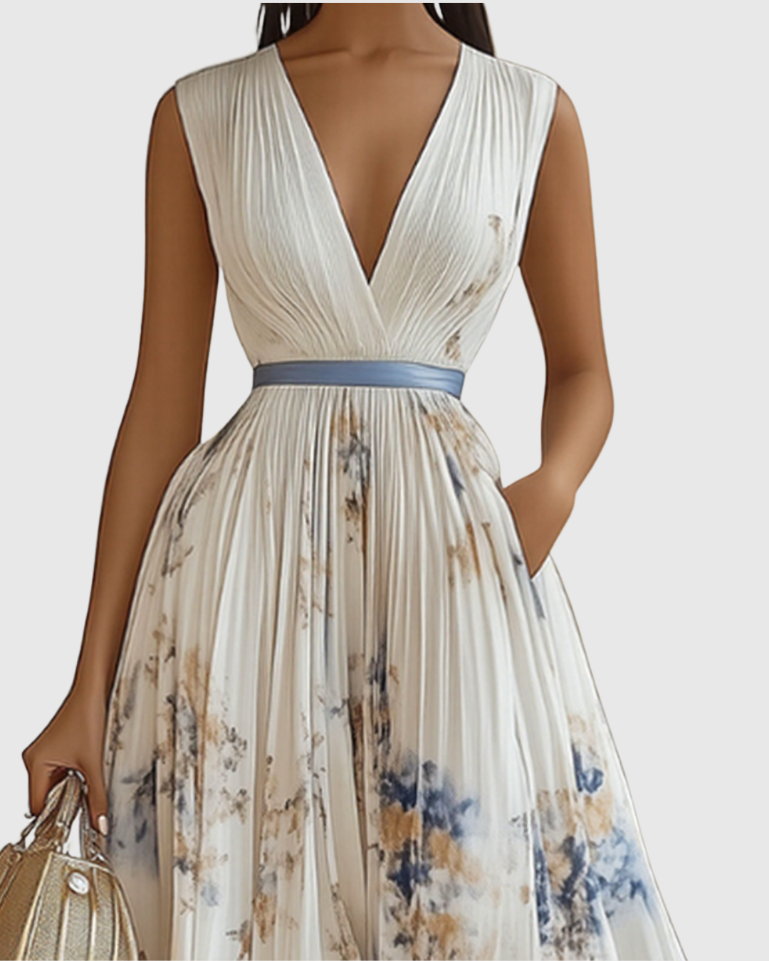 Rowella | Elegante Plissé Maxi Jurk