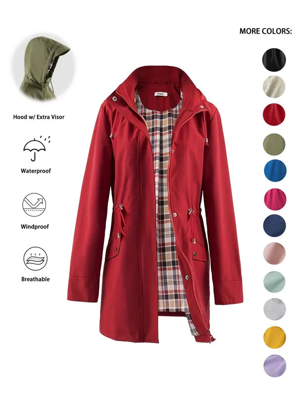 Qing - Casual Trekkoord Rits Hoodie Trenchcoat