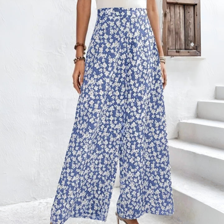 Bella | Vrouwen Casual Palazzo Broeken met Bloemenprint en Brede Benen