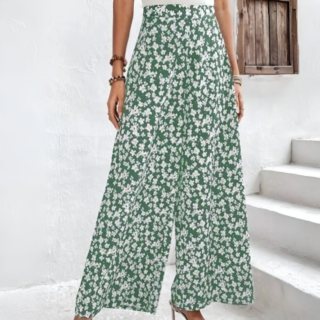 Bella | Vrouwen Casual Palazzo Broeken met Bloemenprint en Brede Benen