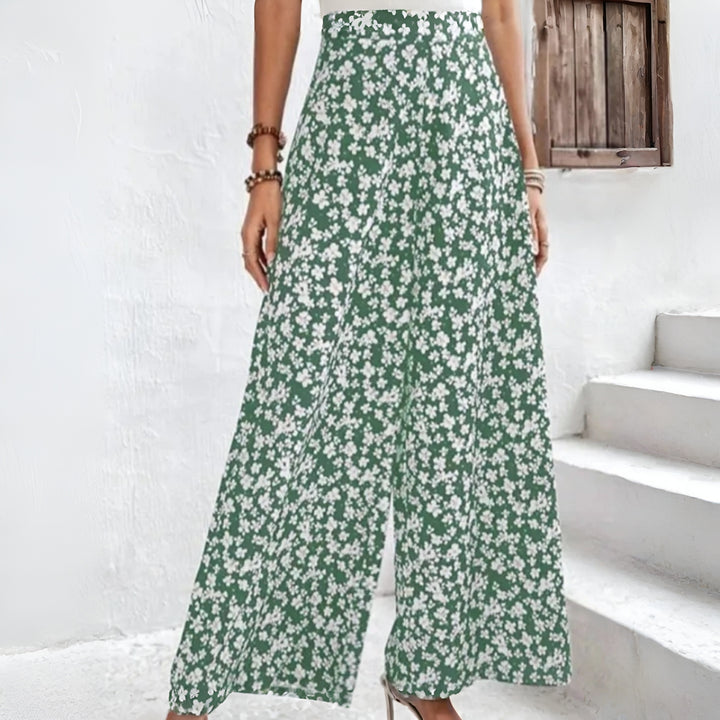 Bella | Vrouwen Casual Palazzo Broeken met Bloemenprint en Brede Benen