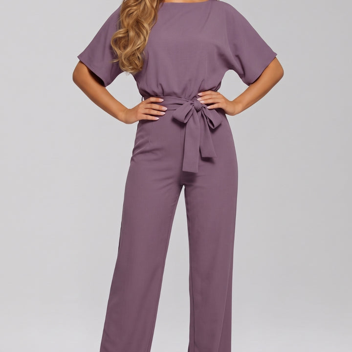Caroline | Dames Ronde Hals Strik Taille Klassieke Jumpsuit
