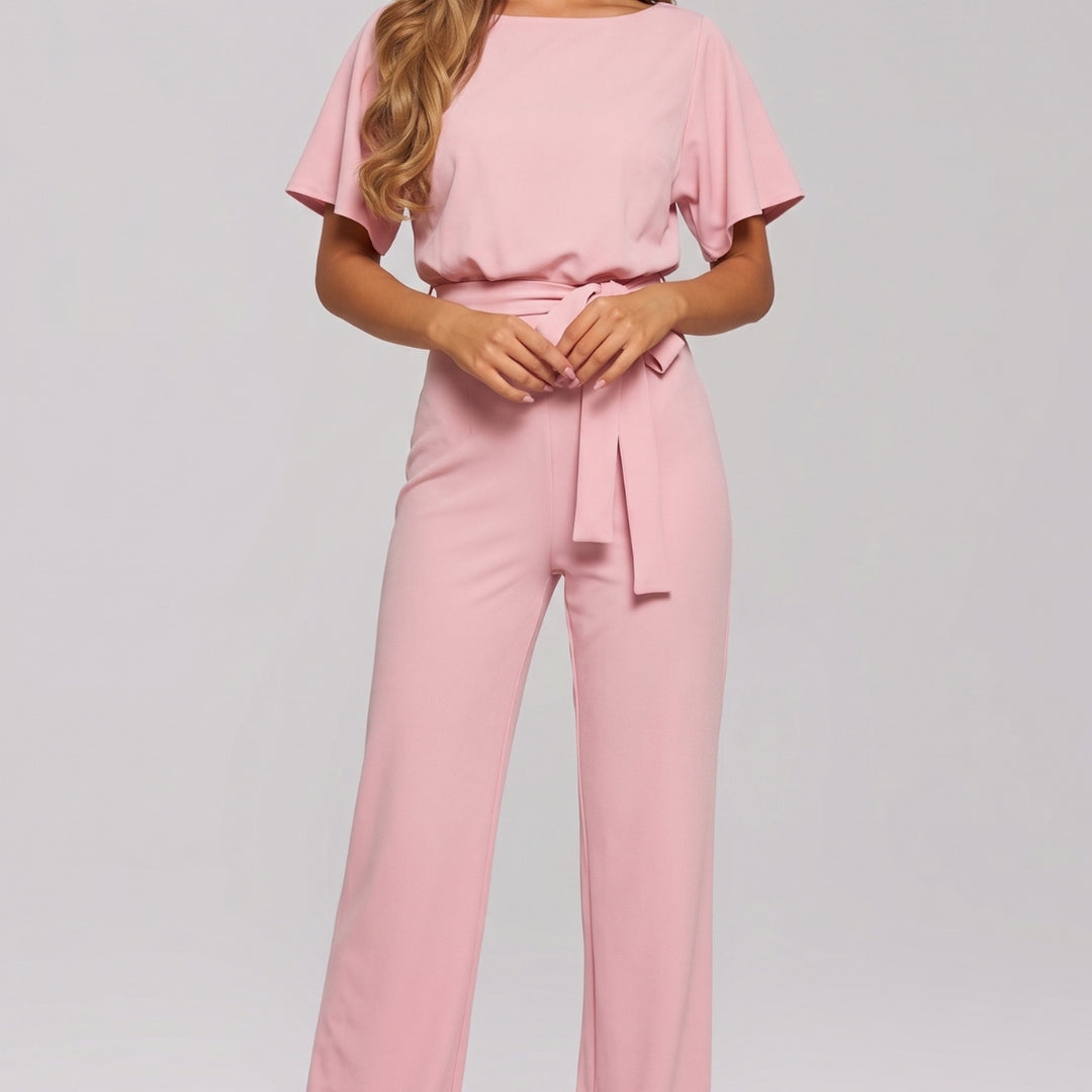 Caroline | Dames Ronde Hals Strik Taille Klassieke Jumpsuit