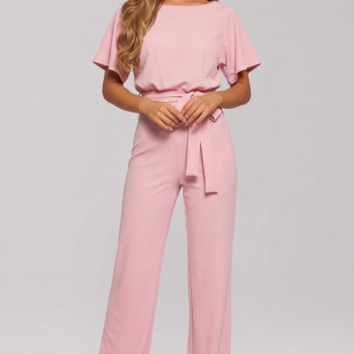 Caroline | Dames Ronde Hals Strik Taille Klassieke Jumpsuit