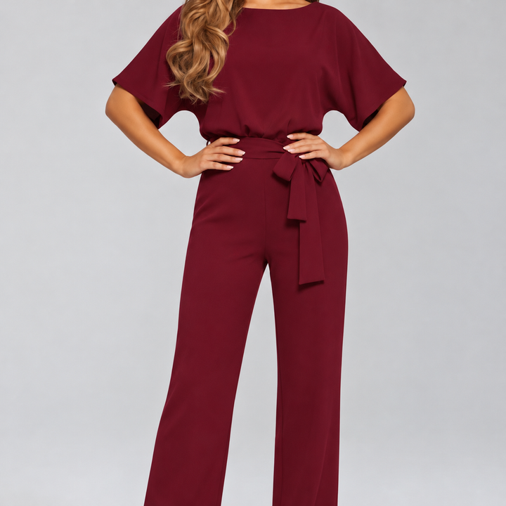 Caroline | Dames Ronde Hals Strik Taille Klassieke Jumpsuit