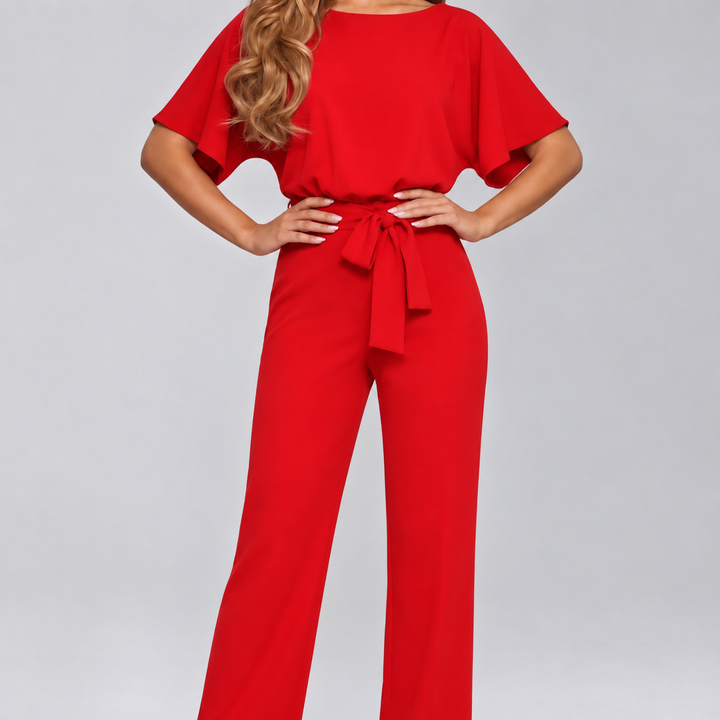 Caroline | Dames Ronde Hals Strik Taille Klassieke Jumpsuit
