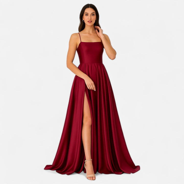 Margaret | Dames Moderne Pas Satin Split Maxi Jurk