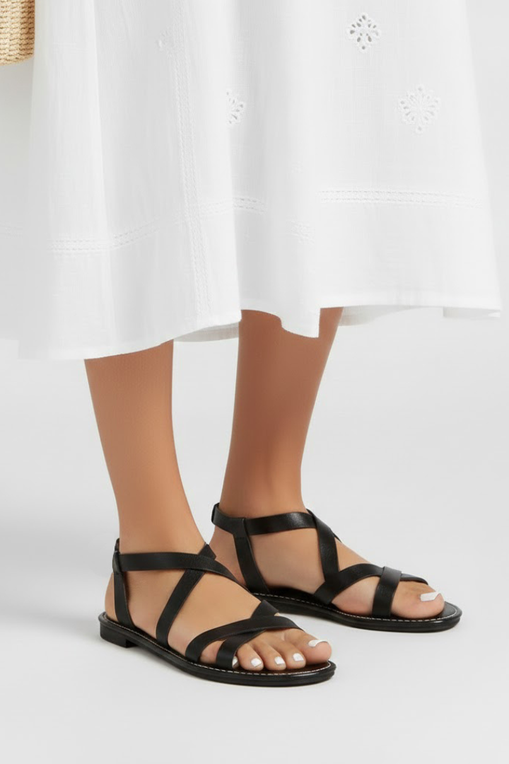 Maria | Vrouwen Plat Sandalen met Kruisbanden