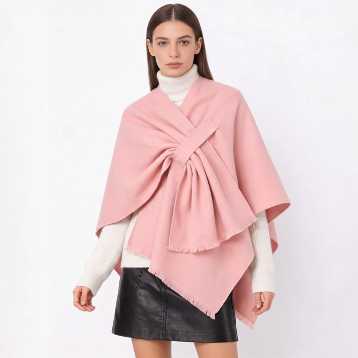 Dames Cape-Omslagdoek met Gedrapeerd Knoopdetail