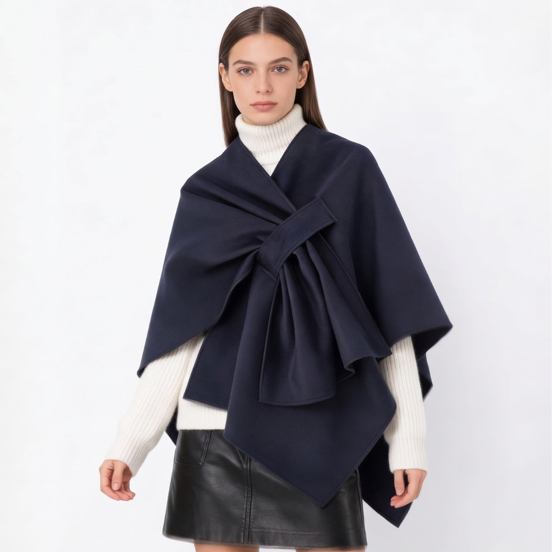Dames Cape-Omslagdoek met Gedrapeerd Knoopdetail
