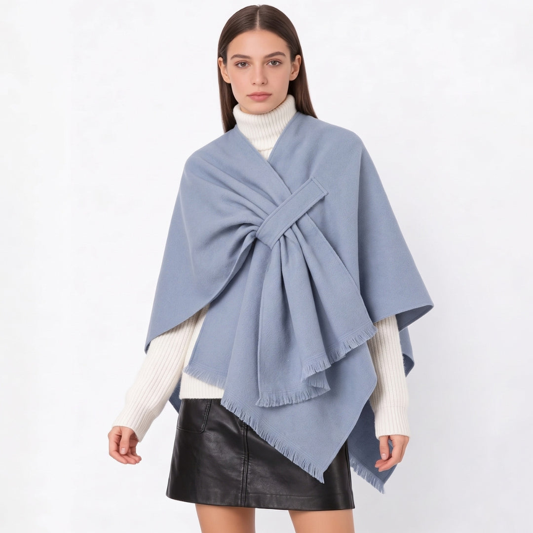 Dames Cape-Omslagdoek met Gedrapeerd Knoopdetail