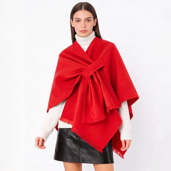 Dames Cape-Omslagdoek met Gedrapeerd Knoopdetail