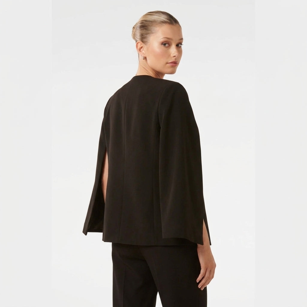 Dames Cape Blazer met Open Voorkant en Gespleten Mouwen