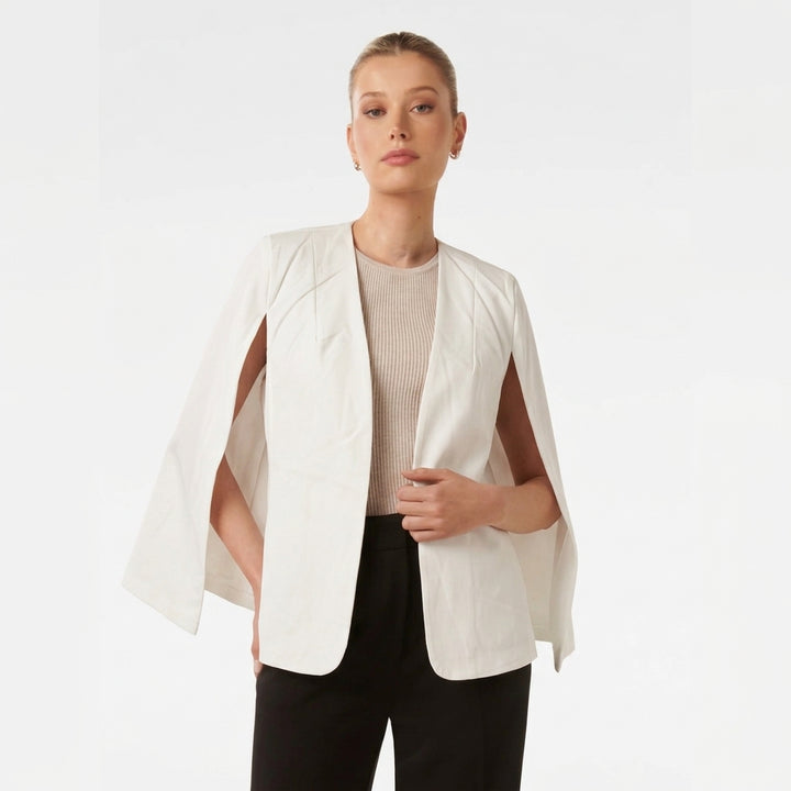 Dames Cape Blazer met Open Voorkant en Gespleten Mouwen