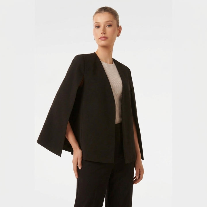 Dames Cape Blazer met Open Voorkant en Gespleten Mouwen