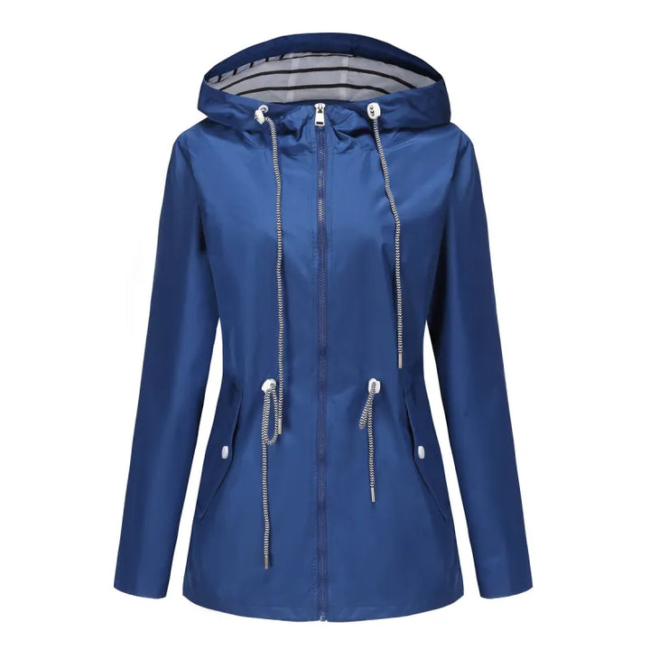 Dames Lange Regenjas met Capuchon en Touwtjes