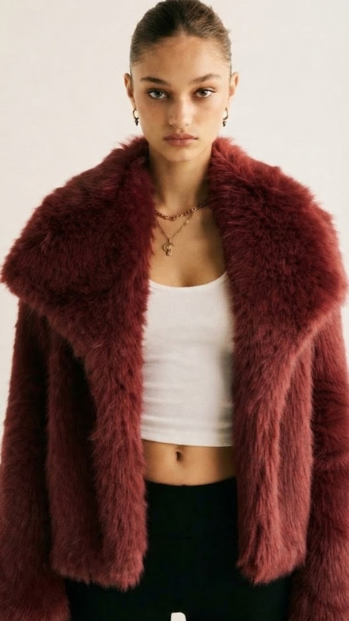 Dames Teddy Korte Jas met Oversized Pasvorm