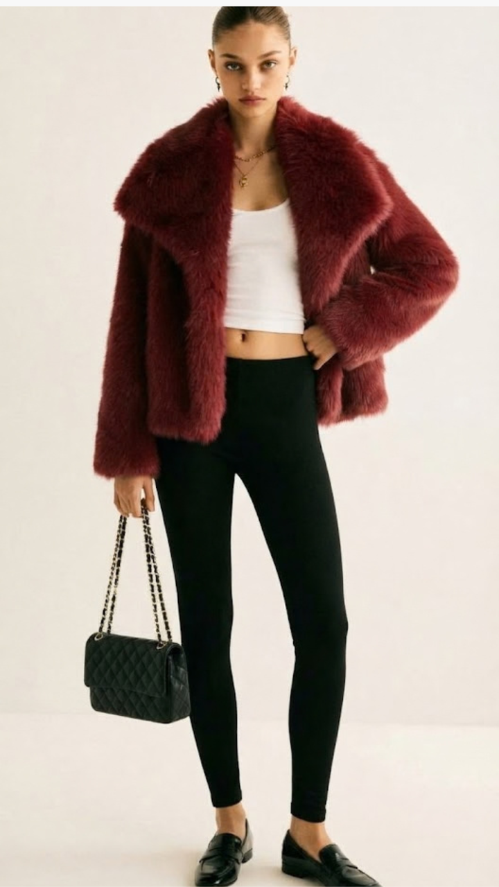 Dames Teddy Korte Jas met Oversized Pasvorm
