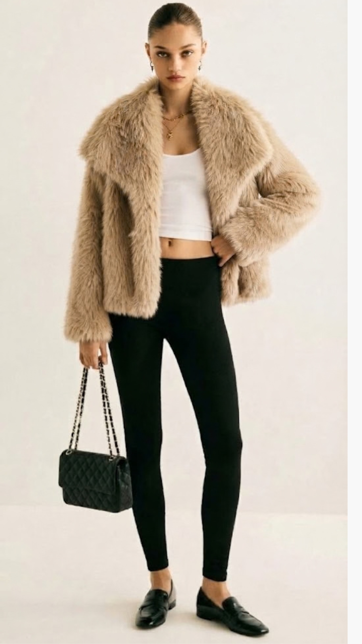 Dames Teddy Korte Jas met Oversized Pasvorm