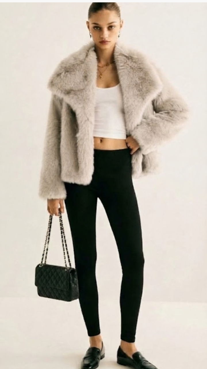 Dames Teddy Korte Jas met Oversized Pasvorm