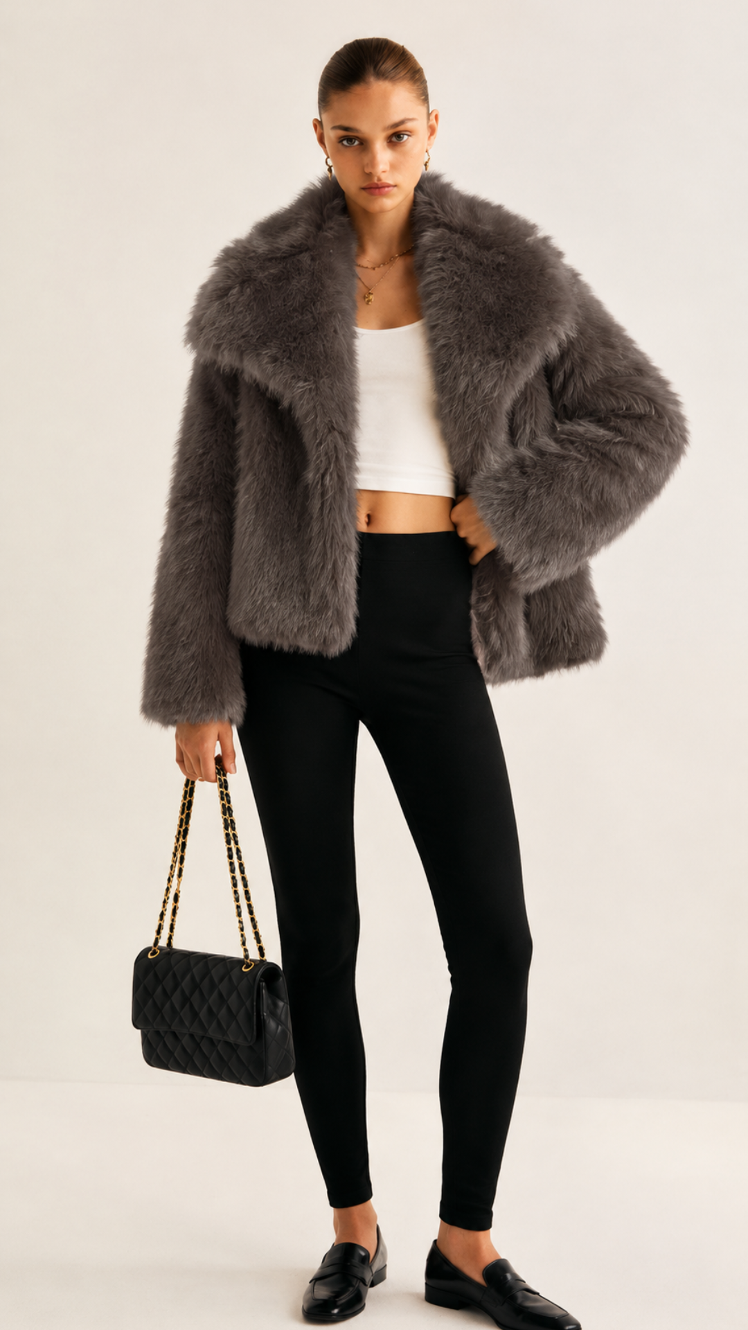 Dames Teddy Korte Jas met Oversized Pasvorm