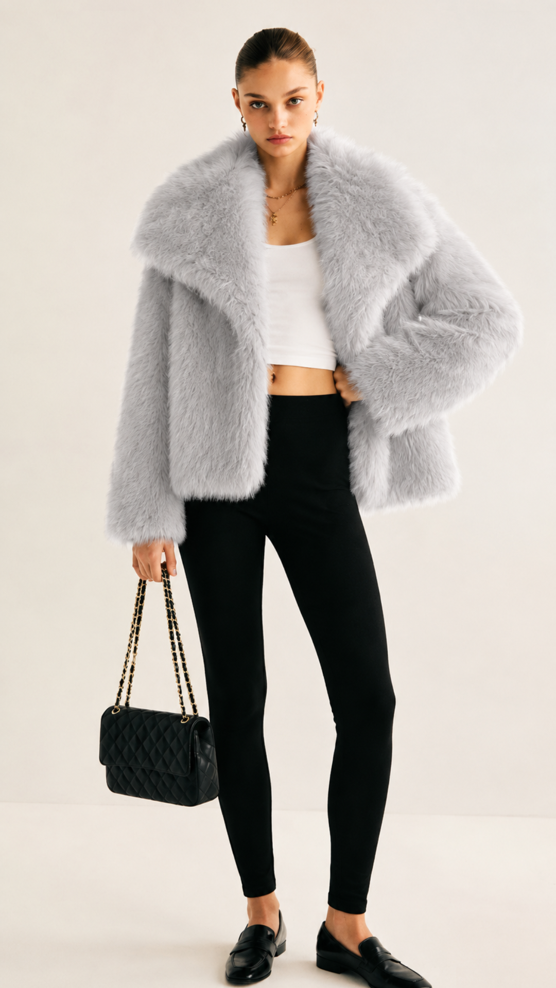 Dames Teddy Korte Jas met Oversized Pasvorm