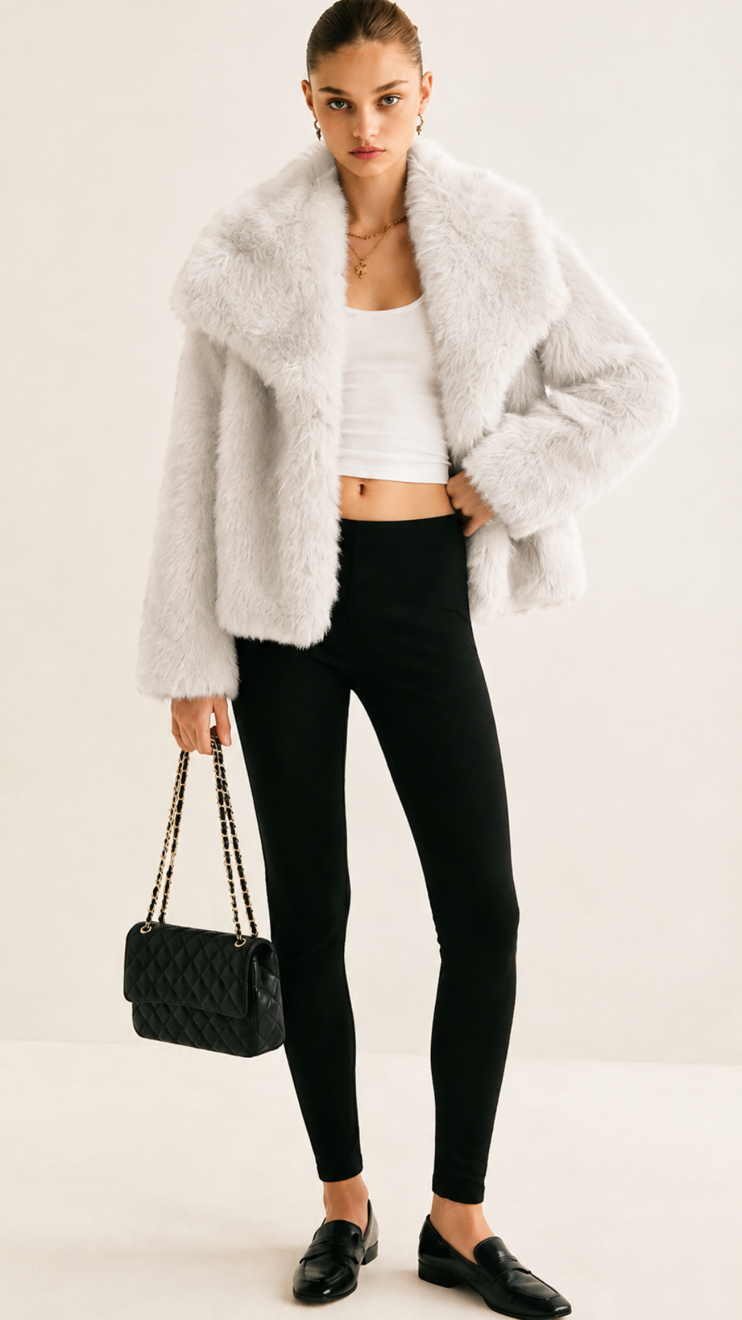Dames Teddy Korte Jas met Oversized Pasvorm