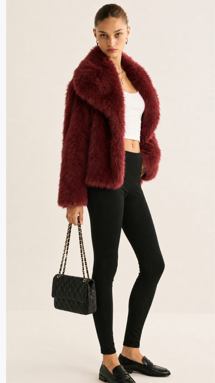 Dames Teddy Korte Jas met Oversized Pasvorm