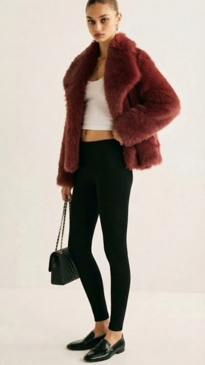 Dames Teddy Korte Jas met Oversized Pasvorm