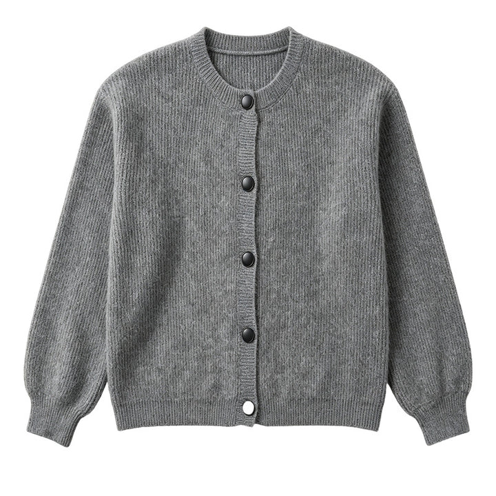 Dames Gebreid Vest met Ronde Hals en Knoopsluiting