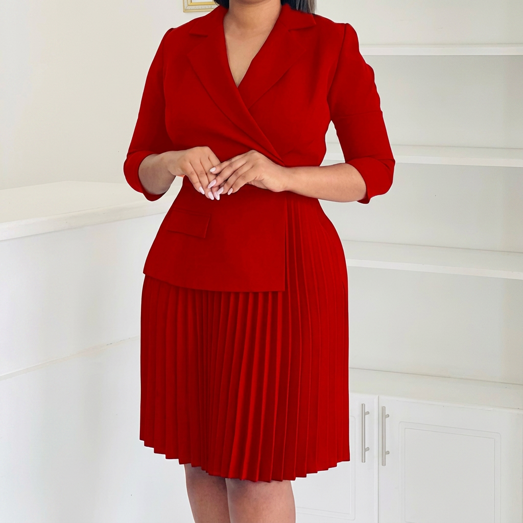 Eleanor | Gestructureerde Plissé Blazer Jurk
