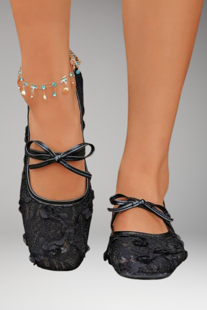 Ivannie | Dames Mary Jane Schoenen met Strik en Kantdetails