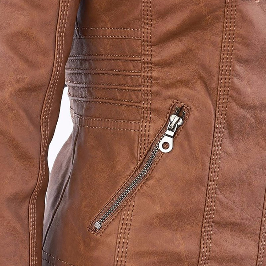 Dames Bikerjack met Afneembare Capuchon en Ritsdetails