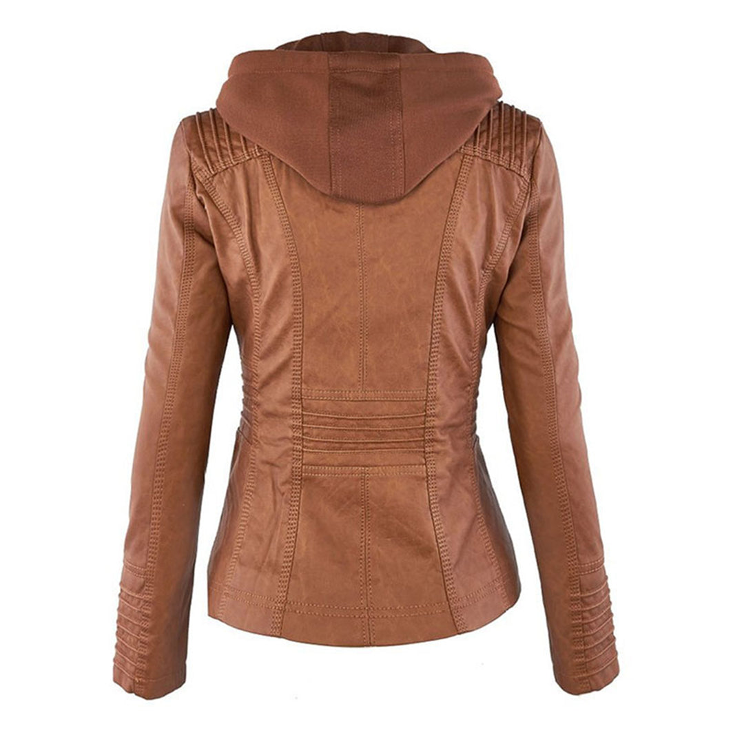 Dames Bikerjack met Afneembare Capuchon en Ritsdetails