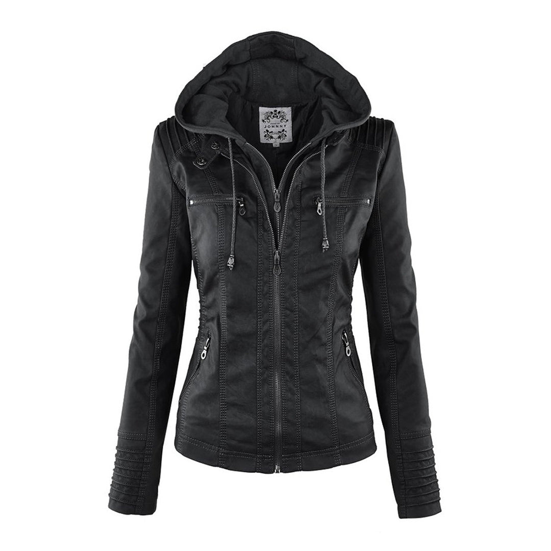 Dames Bikerjack met Afneembare Capuchon en Ritsdetails