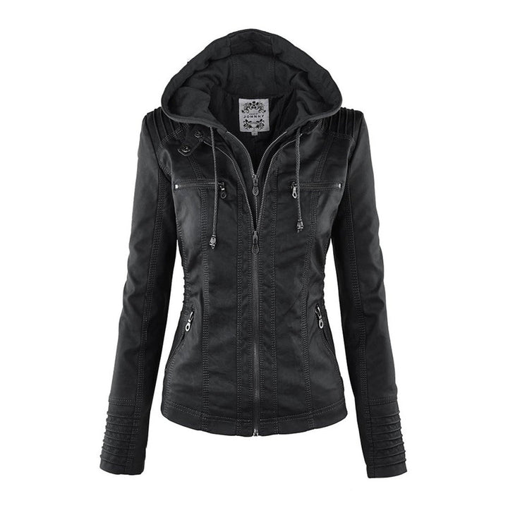 Dames Bikerjack met Afneembare Capuchon en Ritsdetails