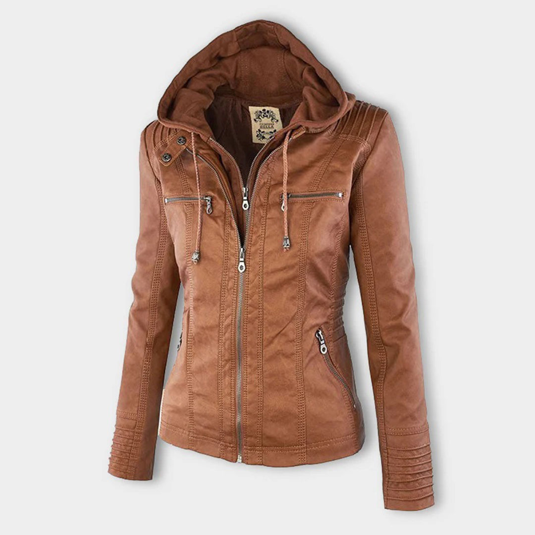 Dames Bikerjack met Afneembare Capuchon en Ritsdetails