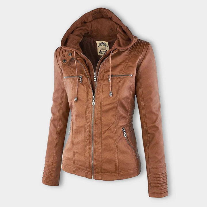 Dames Bikerjack met Afneembare Capuchon en Ritsdetails