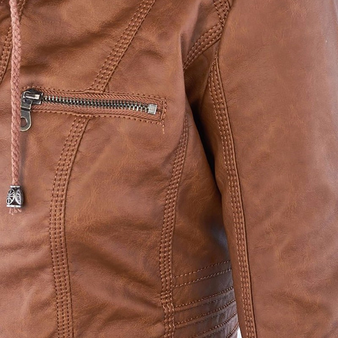 Dames Bikerjack met Afneembare Capuchon en Ritsdetails