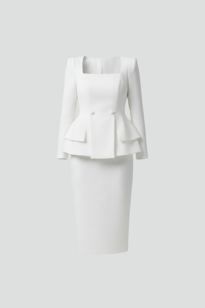 Kylie | Vrouwen Blazer met Vierkante Hals en Rokpak