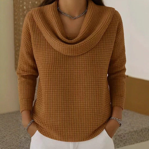 Karen – Warme Waffle Gebreide Trui met Elegante Col