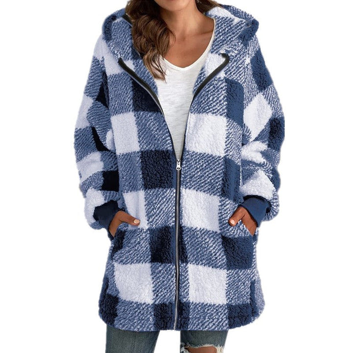 Arabella - Geruite Fleece Lange Mouwen Gewatteerde Jas